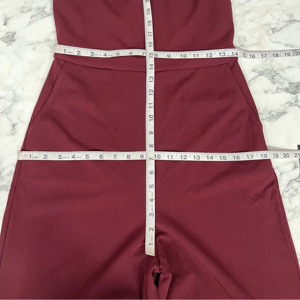 LULU’S Something To Behold Burgundy Jumpsuit Open Back Woman’s Size Medium NWT - Picture 11 of 15